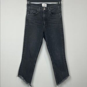 McGuire Gainsbourg Bootcut Midrise Cropped Jeans Black Raw Hem Size 27